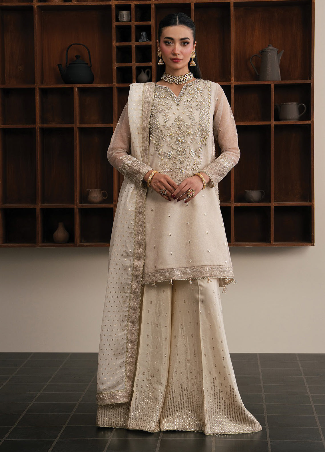 Kalani By Xenia Luxury Formals Embroidered Kundan Zari 3 Piece Unstitched Suit XE26KLF D-01 ROYALE