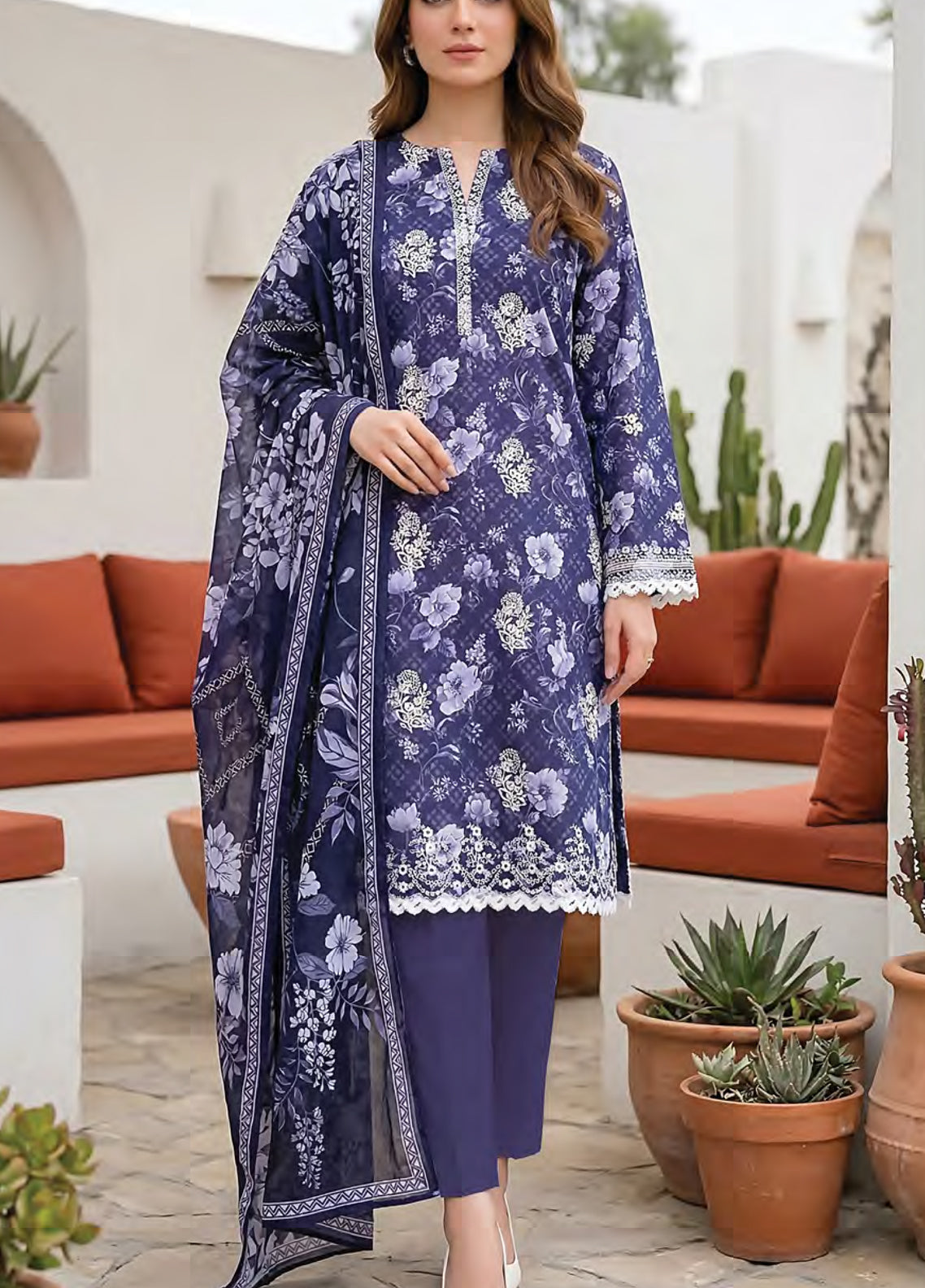 Komal By LSM Lakhany Embroidered Lawn 3 Piece Unstitched Suit LSM26KV2 D-LG-SG-0121