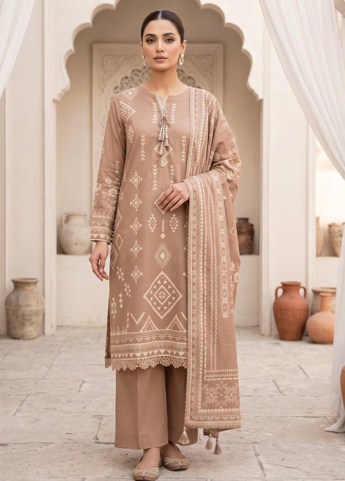 LSM Lakhany Printed Cashmi Vool 3 Piece Unstitched Suit LSM26CV D-LG-RK-0197-B