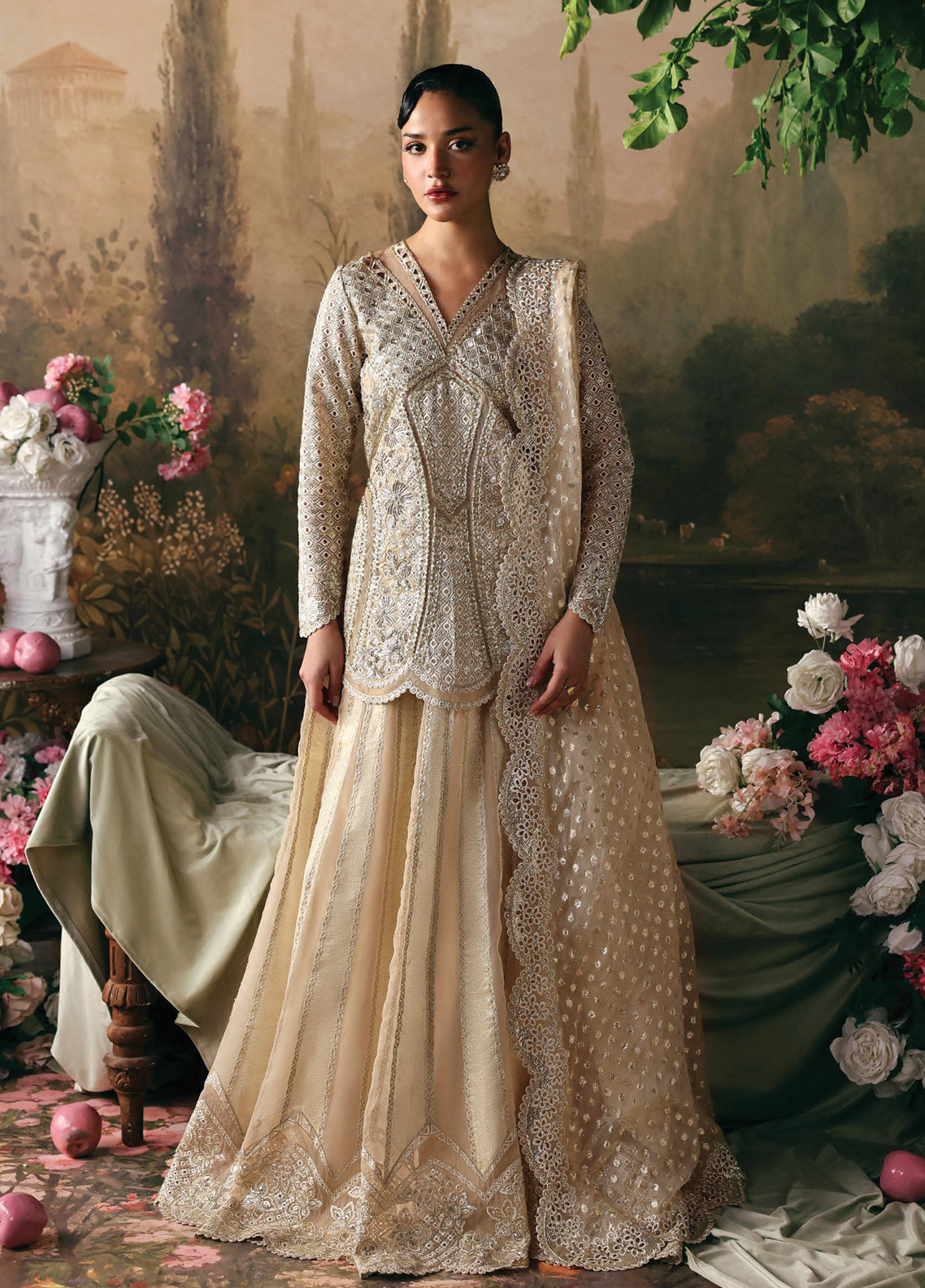 La Fuchsia By Afrozeh Embroidered Organza 3 Piece Unstitched Suit AF26LFF D-FWU-0076 EMPEROR