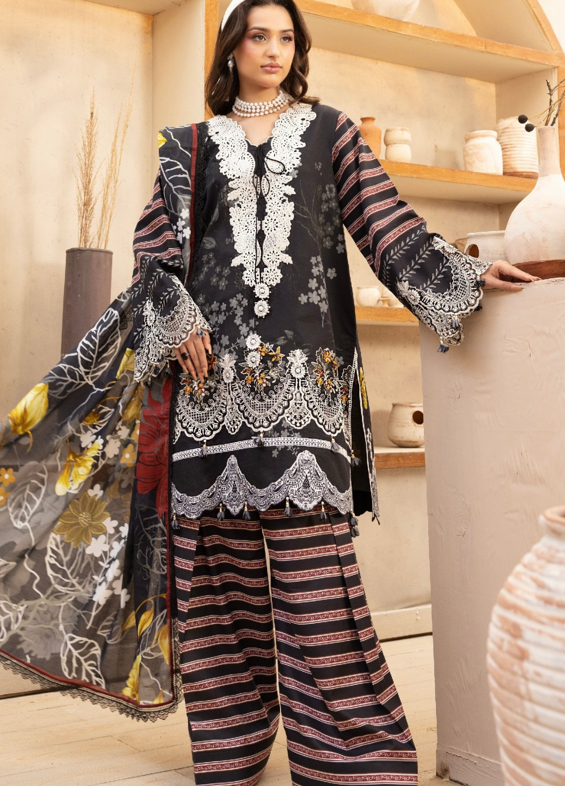 Lara De Flora By Gulmina Embroidered Lawn 3 Piece Unstitched Suit GM26LDF D-08 HELLINA