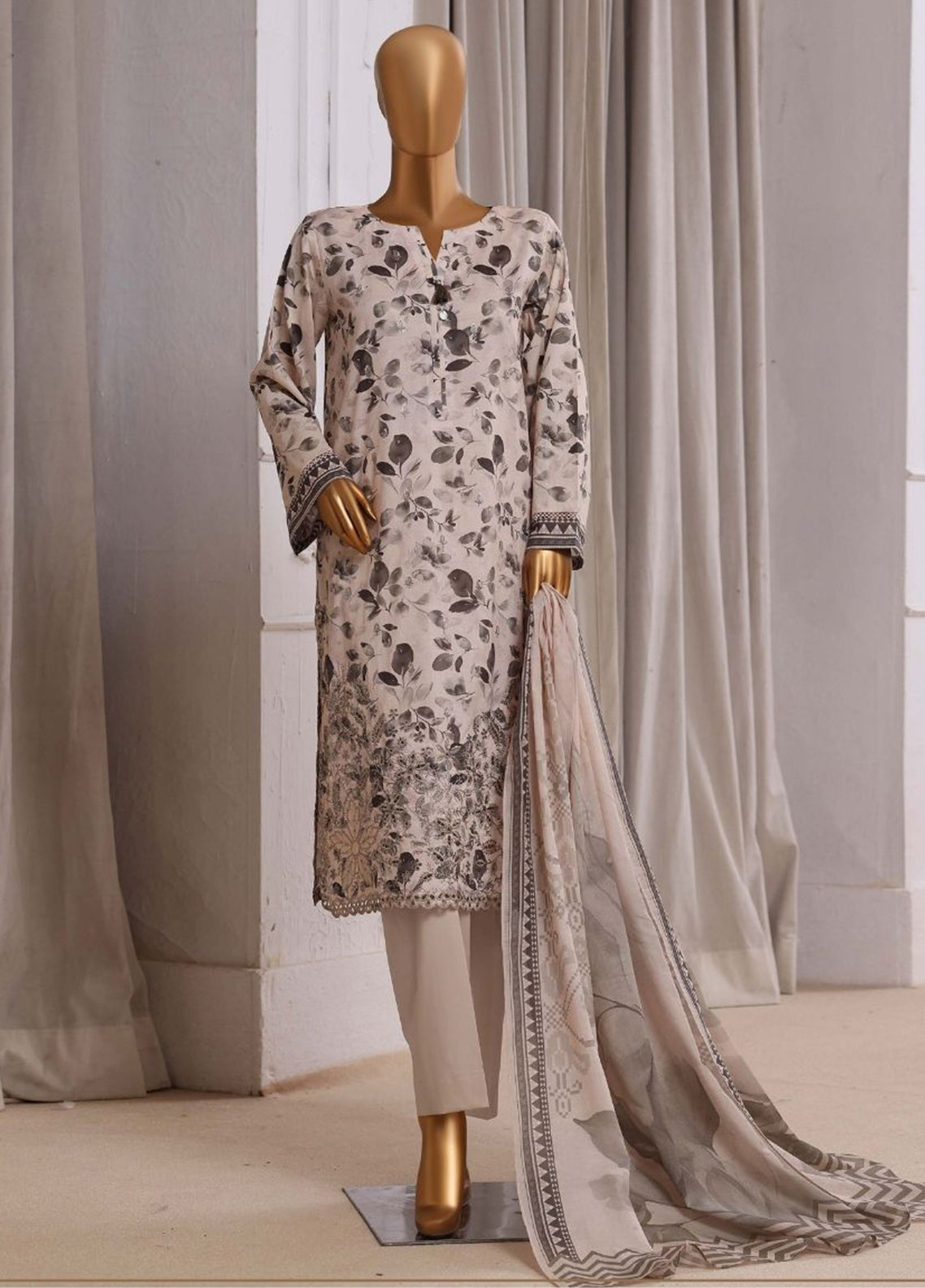 Laserkari Prints By HZ Textiles Embroidered Lawn 3 Piece Stitched Suit HZ26LPLE D-CPE-001