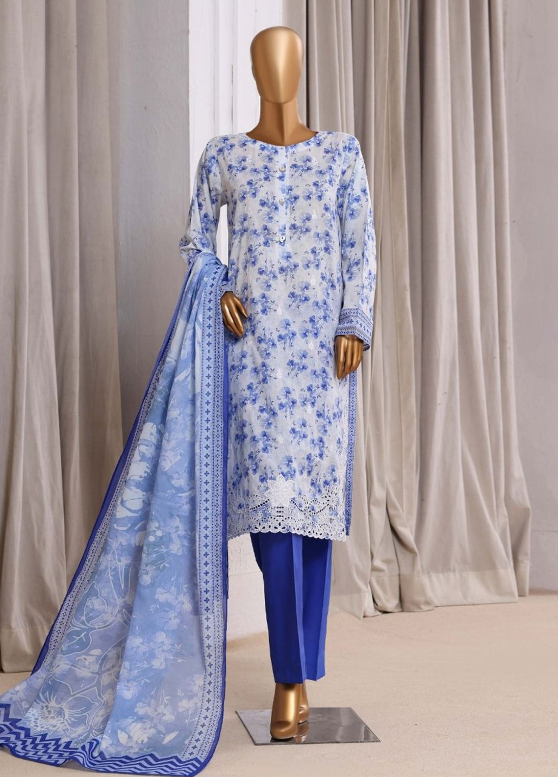 Laserkari Prints By HZ Textiles Embroidered Lawn 3 Piece Stitched Suit HZ26LPLE D-CPE-009