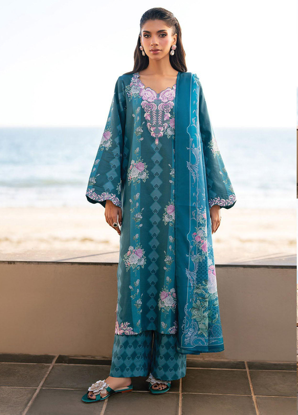 Layana Xenia Luxury Embroidered Lawn 3 Piece Unstitched Suit XE26LS D-09 CYRUS