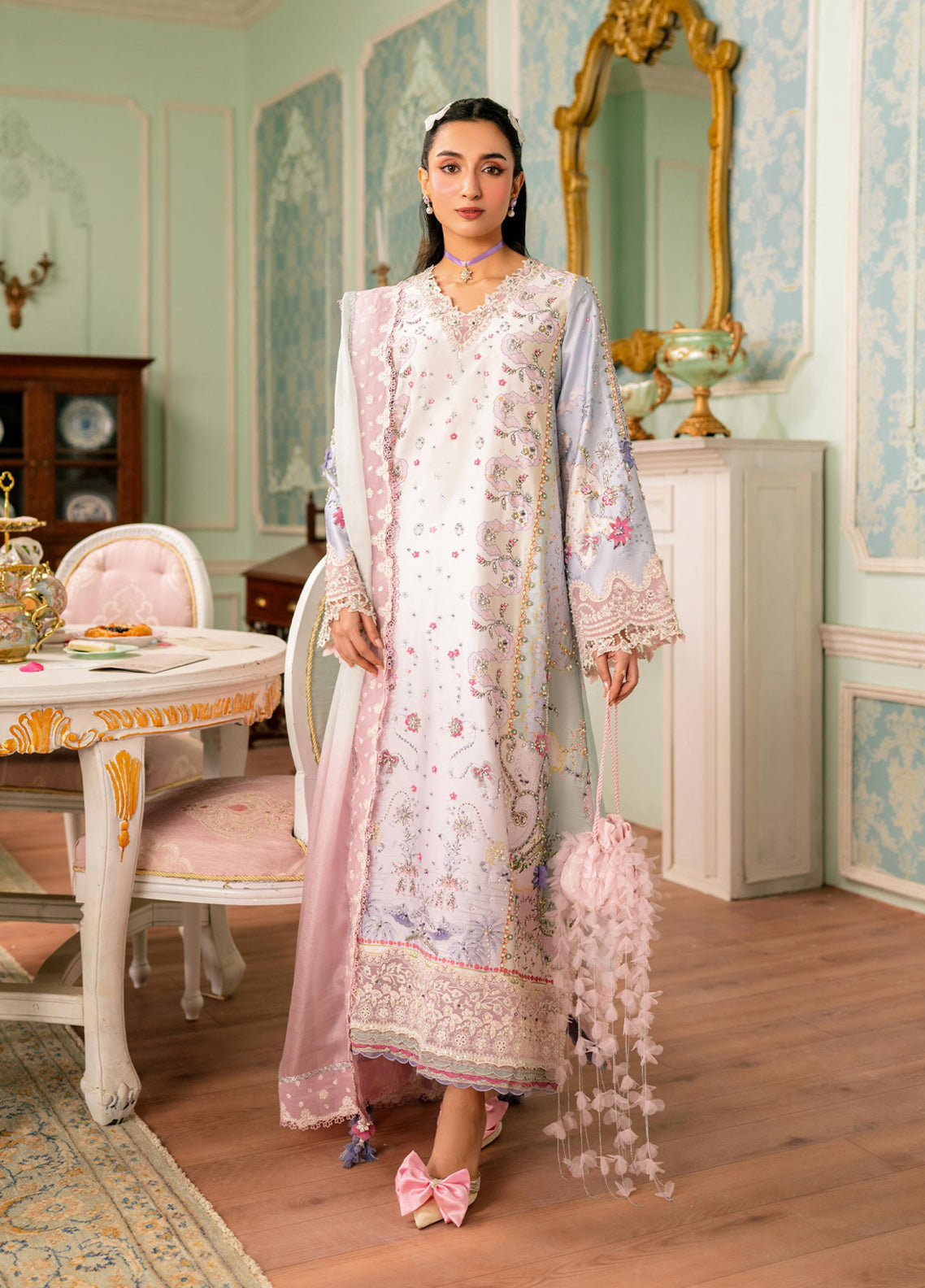 Luxe By Qalamkar Embroidered Silk 3 Piece Unstitched Suit QLM26QLS D-QSL-05 AKARI