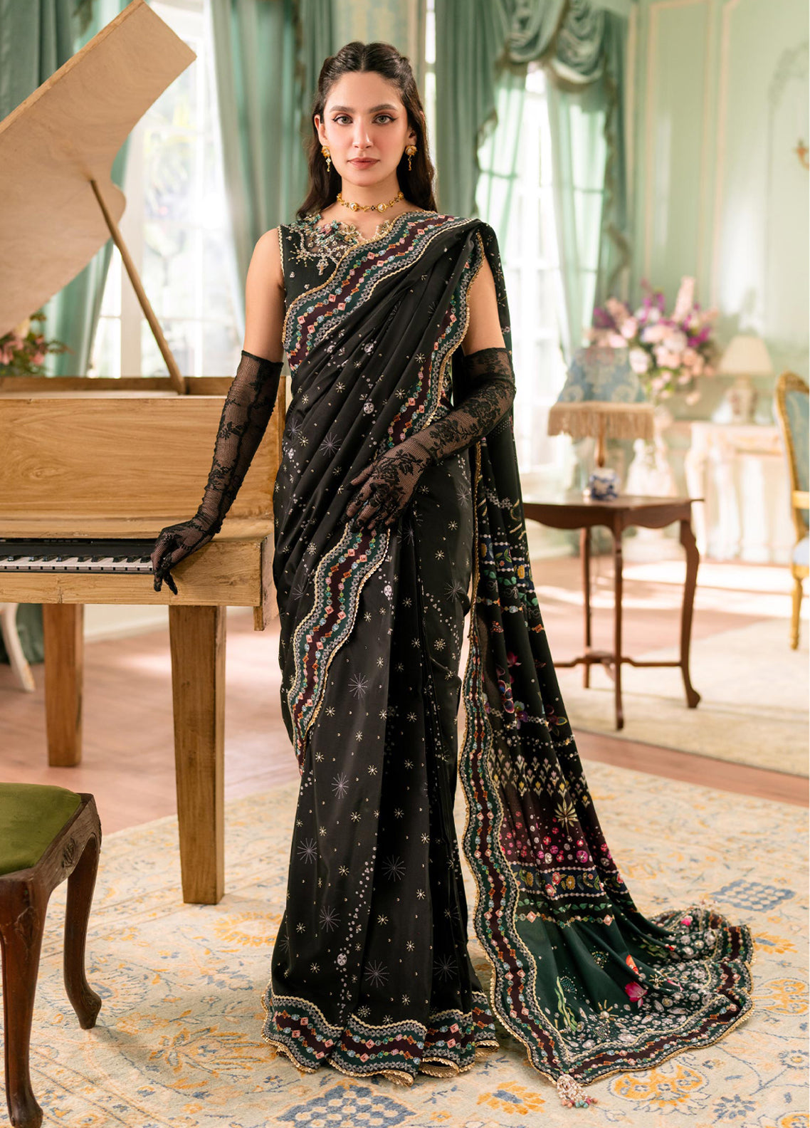 Luxe By Qalamkar Embroidered Silk 3 Piece Unstitched Suit QLM26QLS D-QSL-08 LINNEA