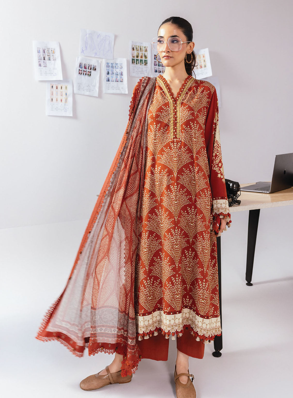 M Basic By Maria B Printed Linen Suits Unstitched 3 Piece - MB25WU MB-CUS25-1108B