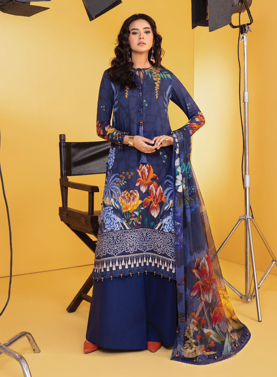 M Basic By Maria B Printed Linen Suits Unstitched 3 Piece - MB25WU MB-CUS25-1109B