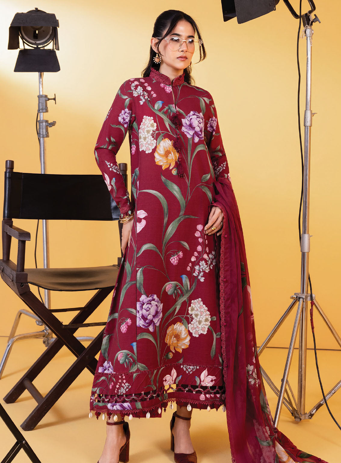 M Basic By Maria B Printed Slub Khaddar Suits Unstitched 3 Piece - MB25WU MB-CUS25-1103A