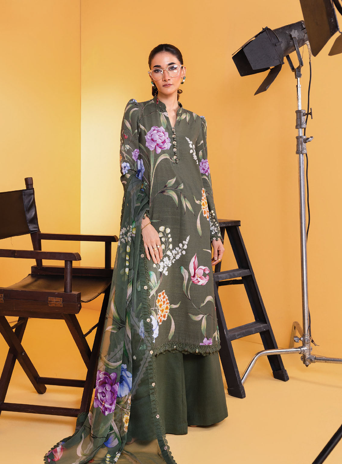 M Basic By Maria B Printed Slub Khaddar Suits Unstitched 3 Piece - MB25WU MB-CUS25-1103B