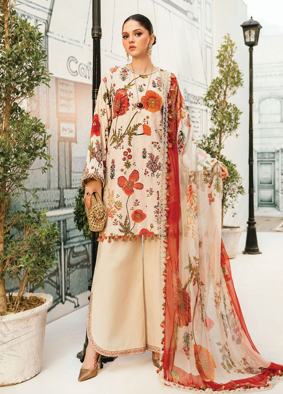 M Prints by Maria B Embroidered Lawn Suits Unstitched 3 Piece - MB25MP MPT-2607A