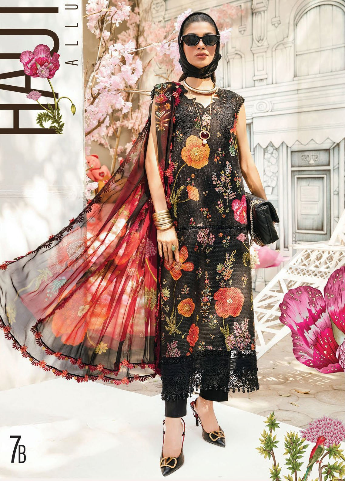 M Prints by Maria B Embroidered Lawn Suits Unstitched 3 Piece - MB25MP MPT-2607B