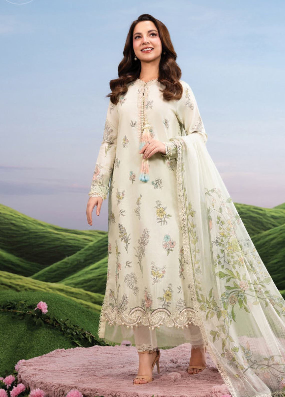M Basic Spring Summer By Maria B Embroidered Lawn 3 Piece Unstitched Suit MB26MBSSV2 D-2A