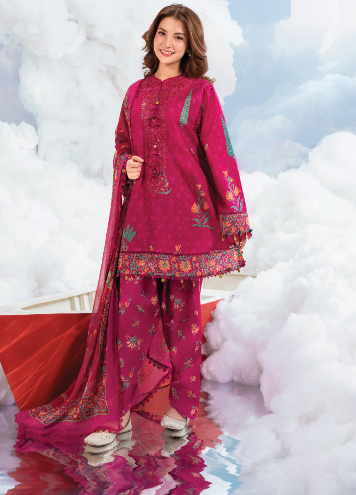 M Basic Spring Summer By Maria B Embroidered Lawn 3 Piece Unstitched Suit MB26MBSSV2 D-3B