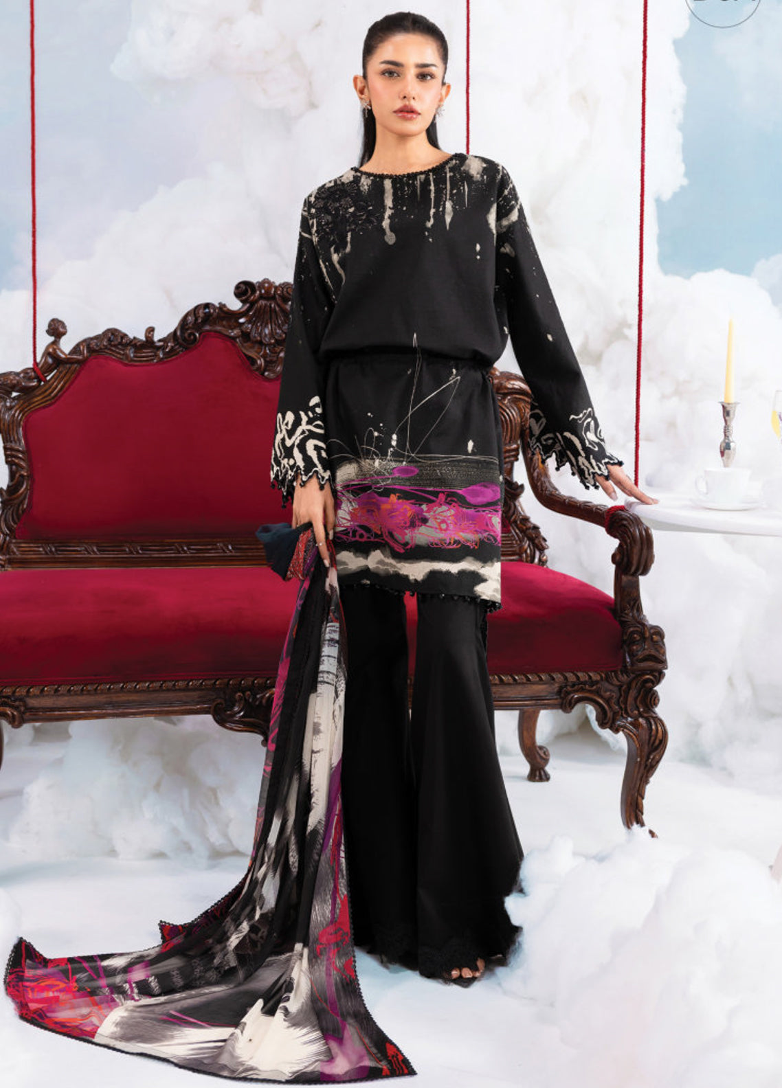 M Basic Spring Summer By Maria B Embroidered Lawn 3 Piece Unstitched Suit MB26MBSSV2 D-6A