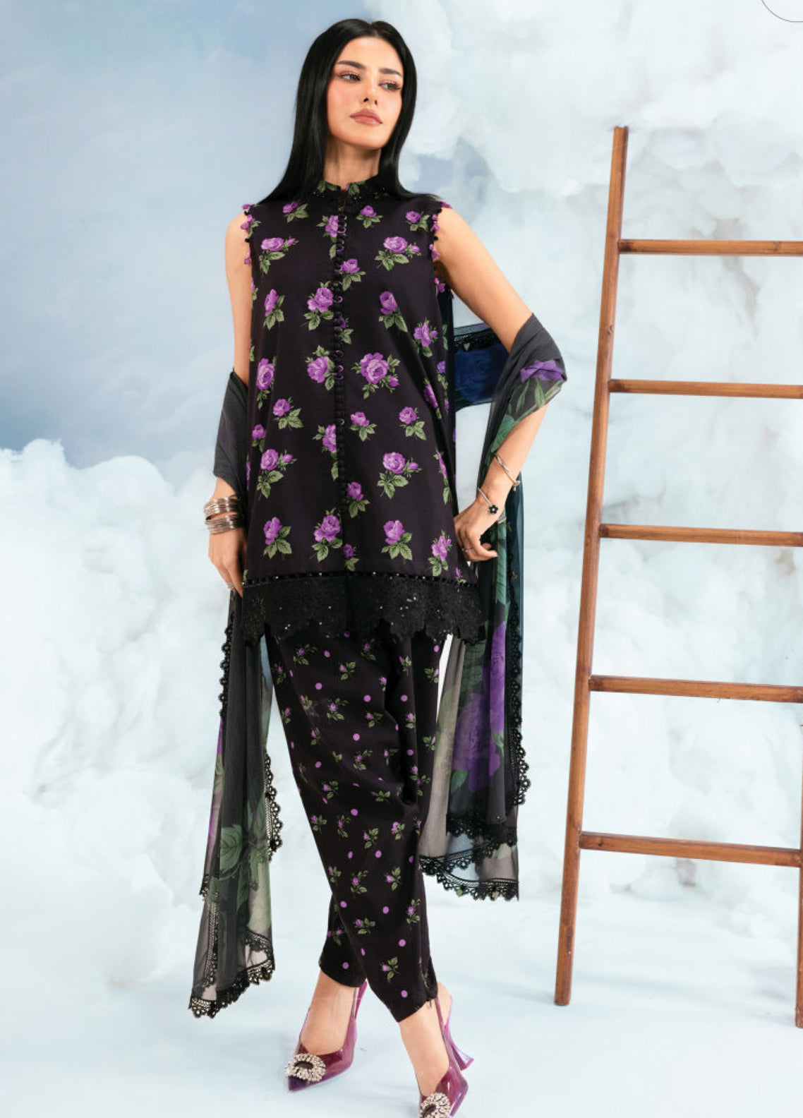 M Basic Spring Summer By Maria B Embroidered Lawn 3 Piece Unstitched Suit MB26MBSSV2 D-9B