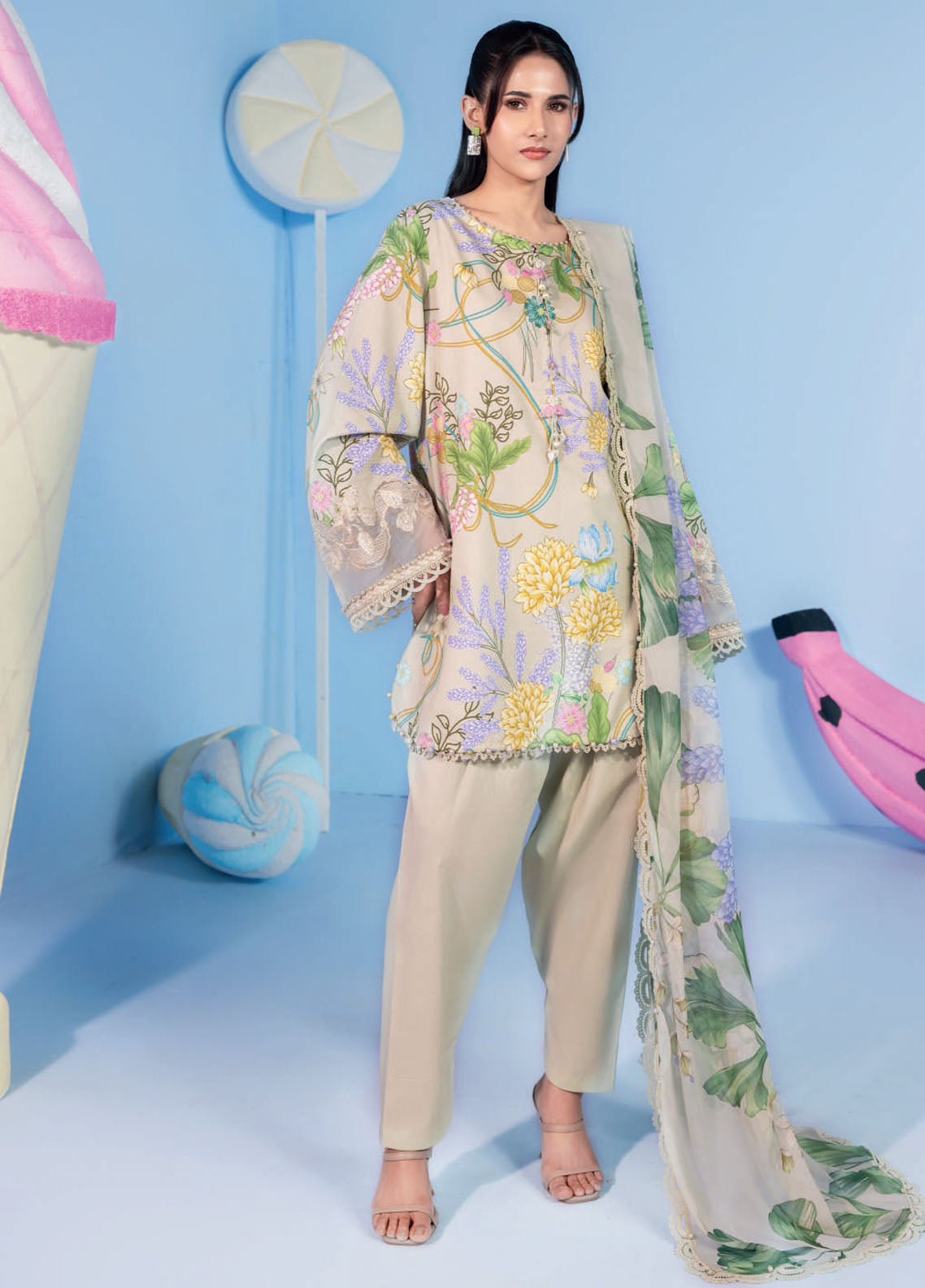 M Basic Spring Summer By Maria B Embroidered Lawn 3 Piece Unstitched Suit MB26MBSS D-13A