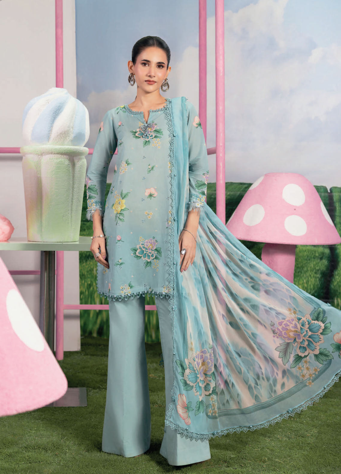 M Basic Spring Summer By Maria B Embroidered Lawn 3 Piece Unstitched Suit MB26MBSS D-8B