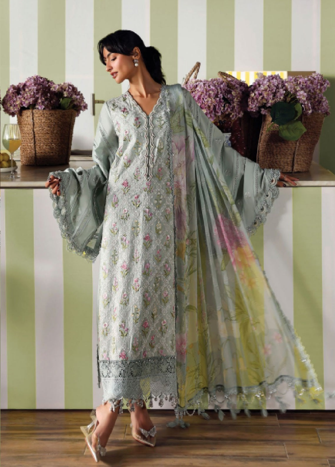 M Prints By Maria B Embroidered Lawn 3 Piece Unstitched Suit MB26MPEEV2 D-MPT-1B
