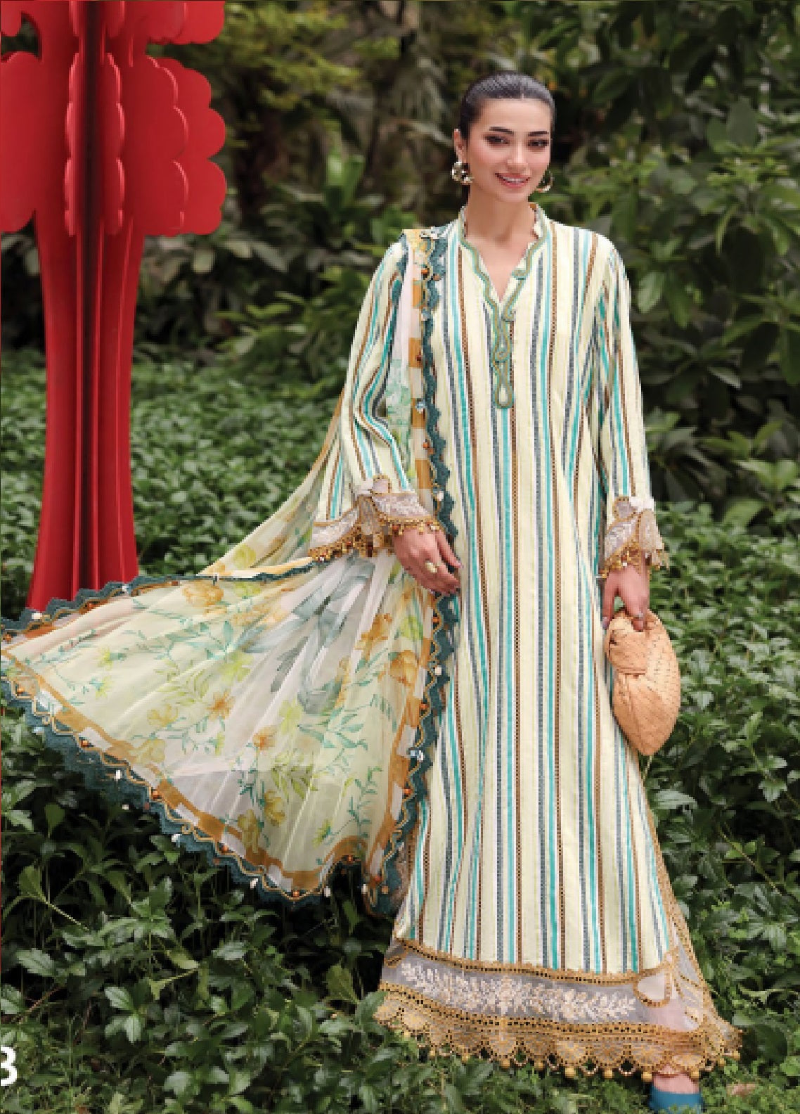 M Prints By Maria B Embroidered Lawn 3 Piece Unstitched Suit MB26MPEEV2 D-MPT-2B
