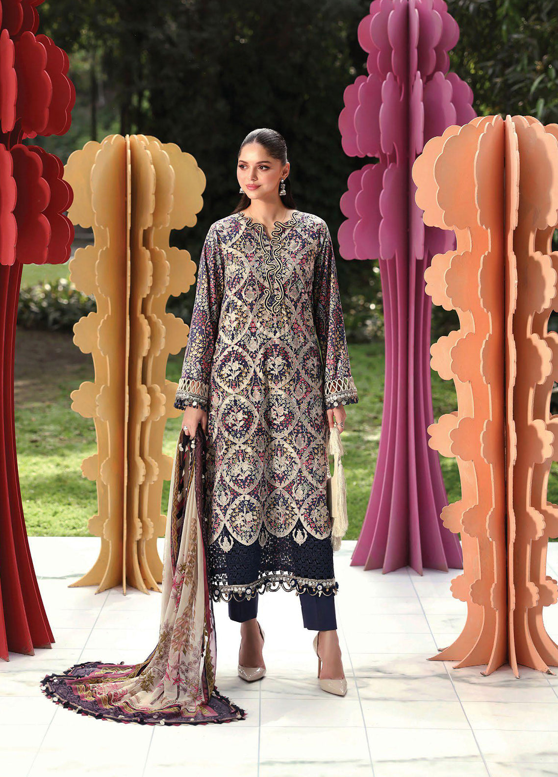 M Prints By Maria B Embroidered Lawn 3 Piece Unstitched Suit MB26MPEEV2 D-MPT-3B