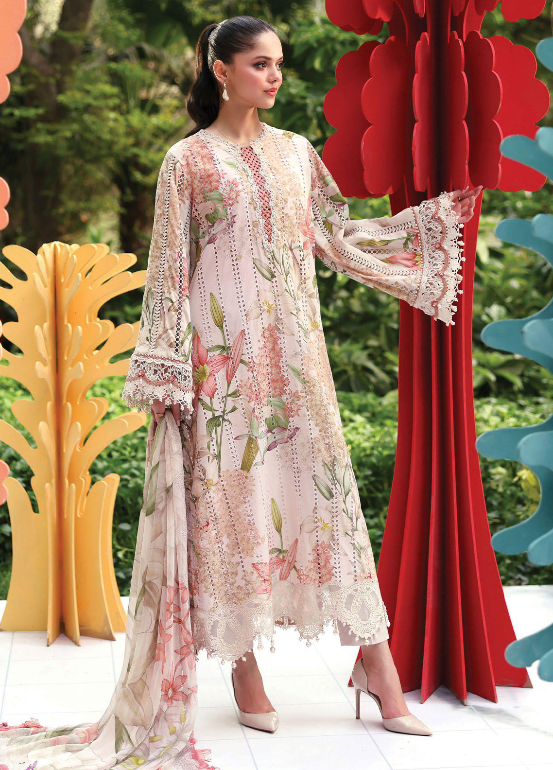 M Prints By Maria B Embroidered Lawn 3 Piece Unstitched Suit MB26MPEEV2 D-MPT-6A