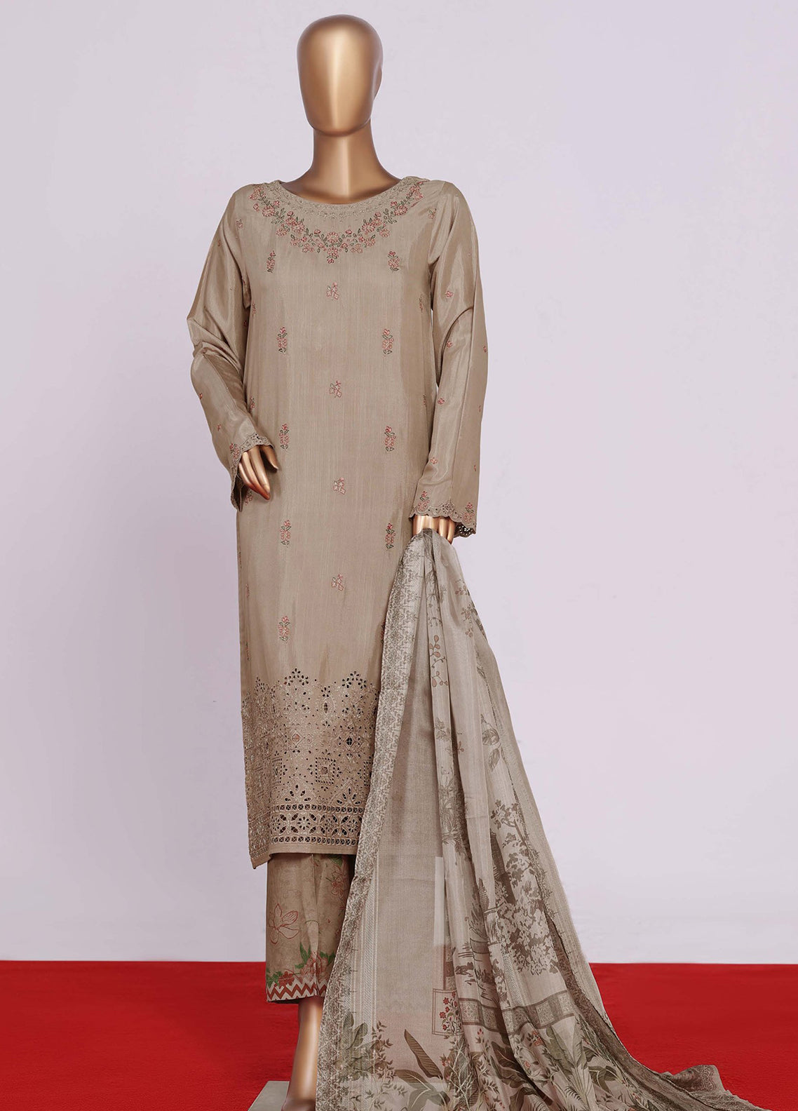 Majestic By HZ Textiles Embroidered Silk 3 Piece Stitched Suit HZ26MESSP D-REP-002