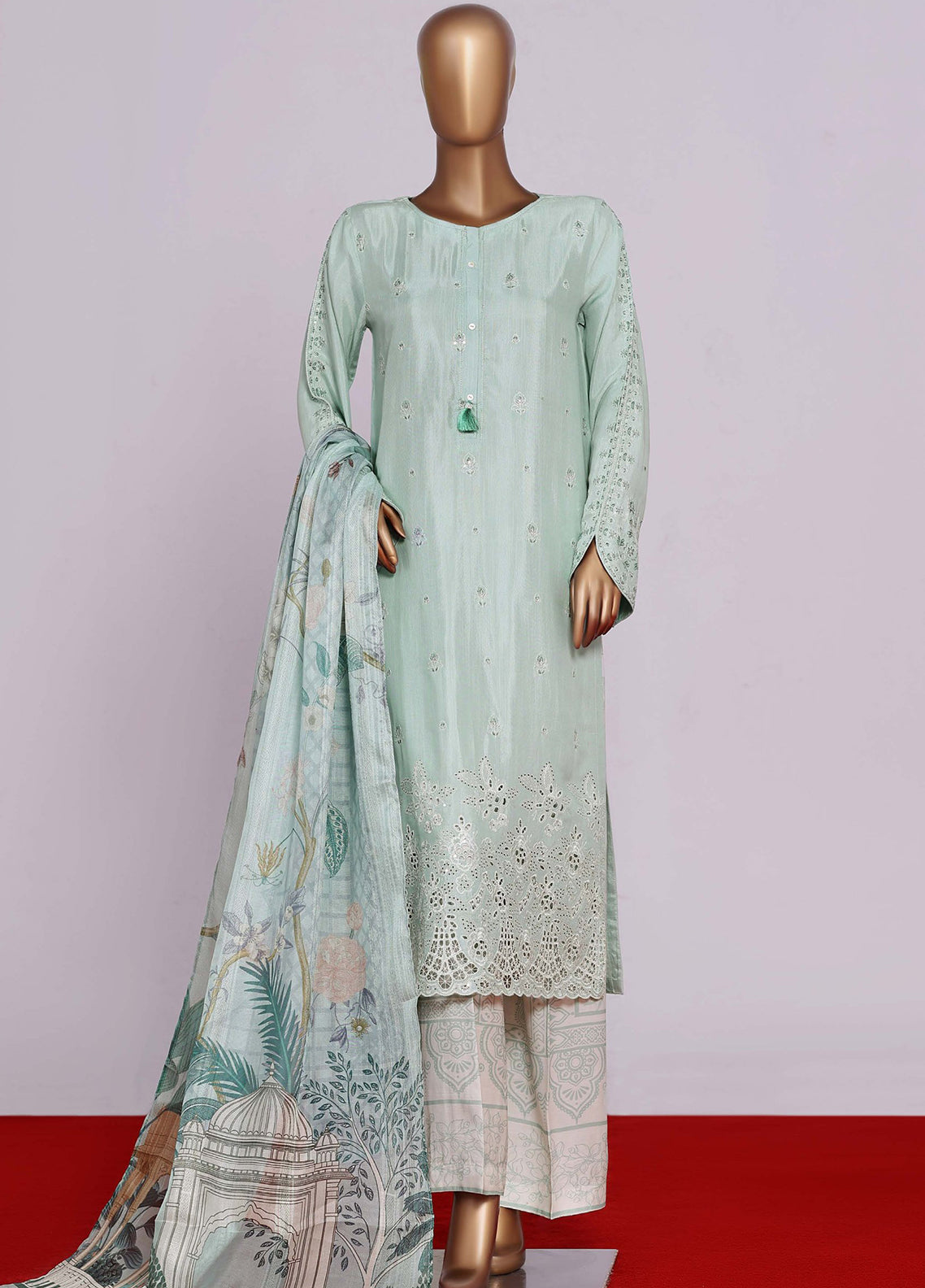 Majestic By HZ Textiles Embroidered Silk 3 Piece Stitched Suit HZ26MESSP D-REP-003