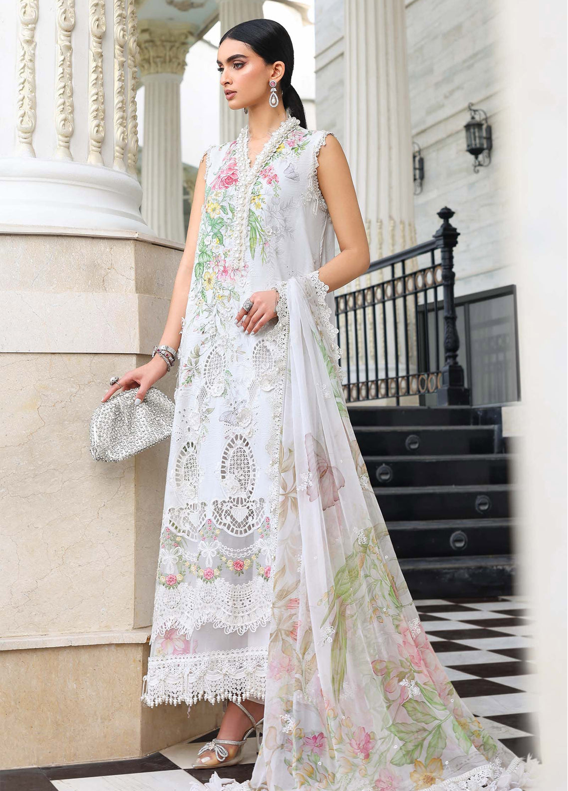 Maria B Luxury Embroidered Lawn 3 Piece Unstitched Suit MB26LLEV2 D-03