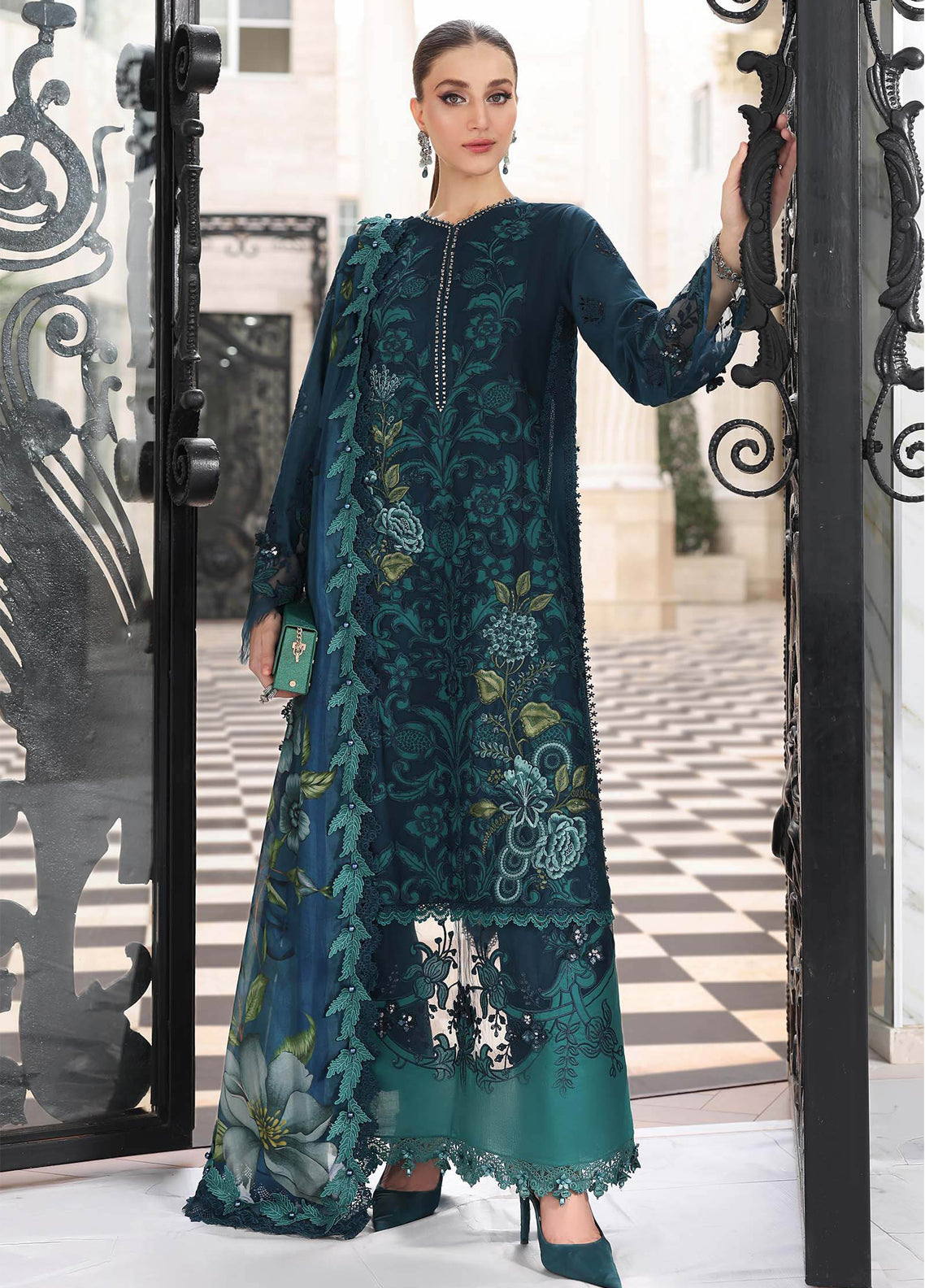 Maria B Luxury Embroidered Lawn 3 Piece Unstitched Suit MB26LLEV2 D-06