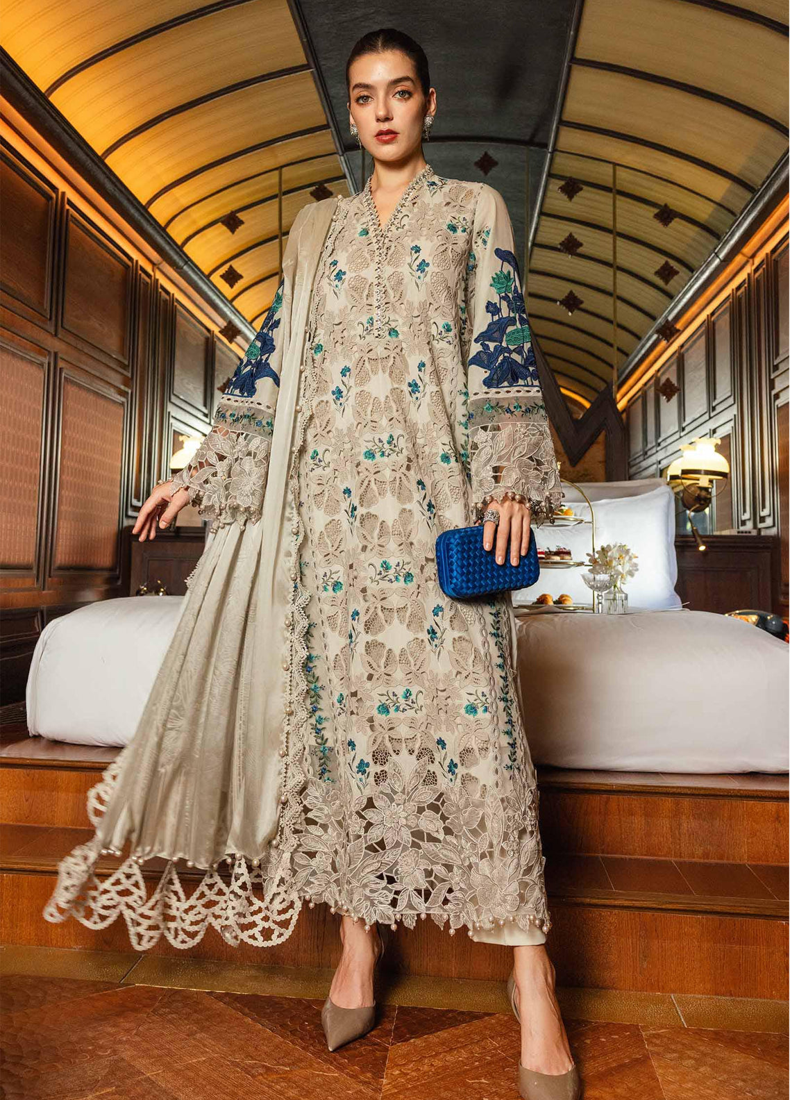 Maria B Luxury Embroidered Lawn 3 Piece Unstitched Suit MB26LLEV2 D-08