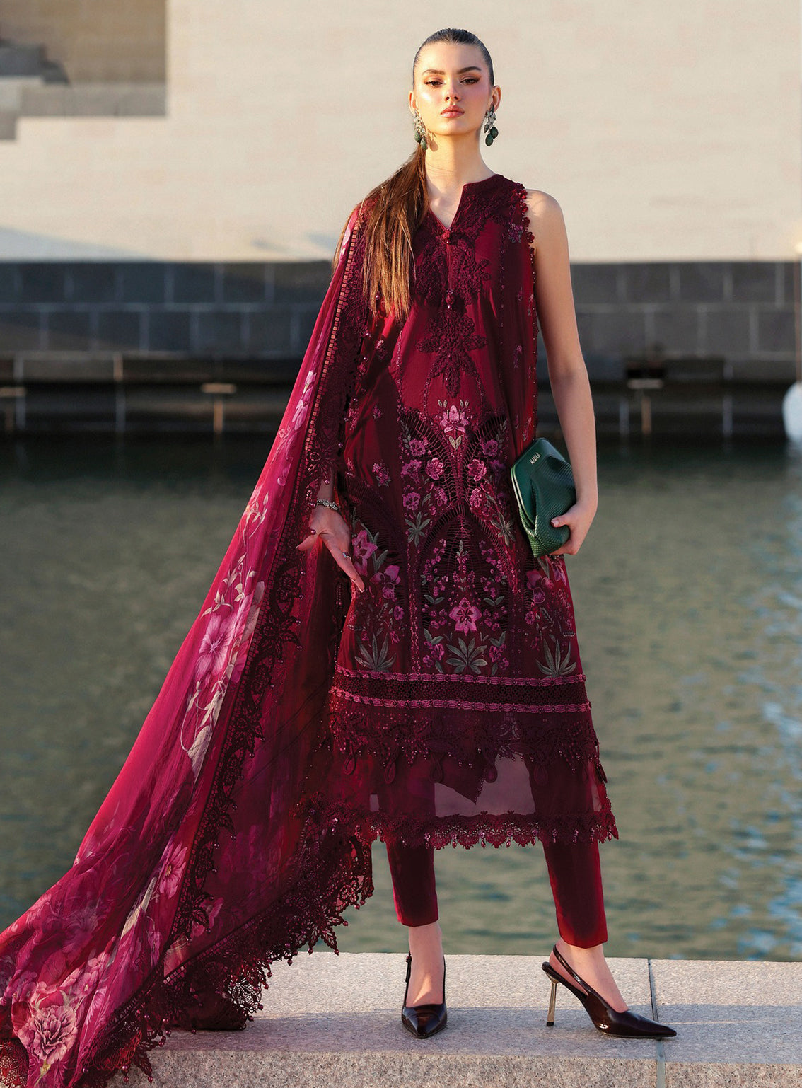 Maria B Luxury Embroidered Lawn 3 Piece Unstitched Suit MB26LLE D-11B