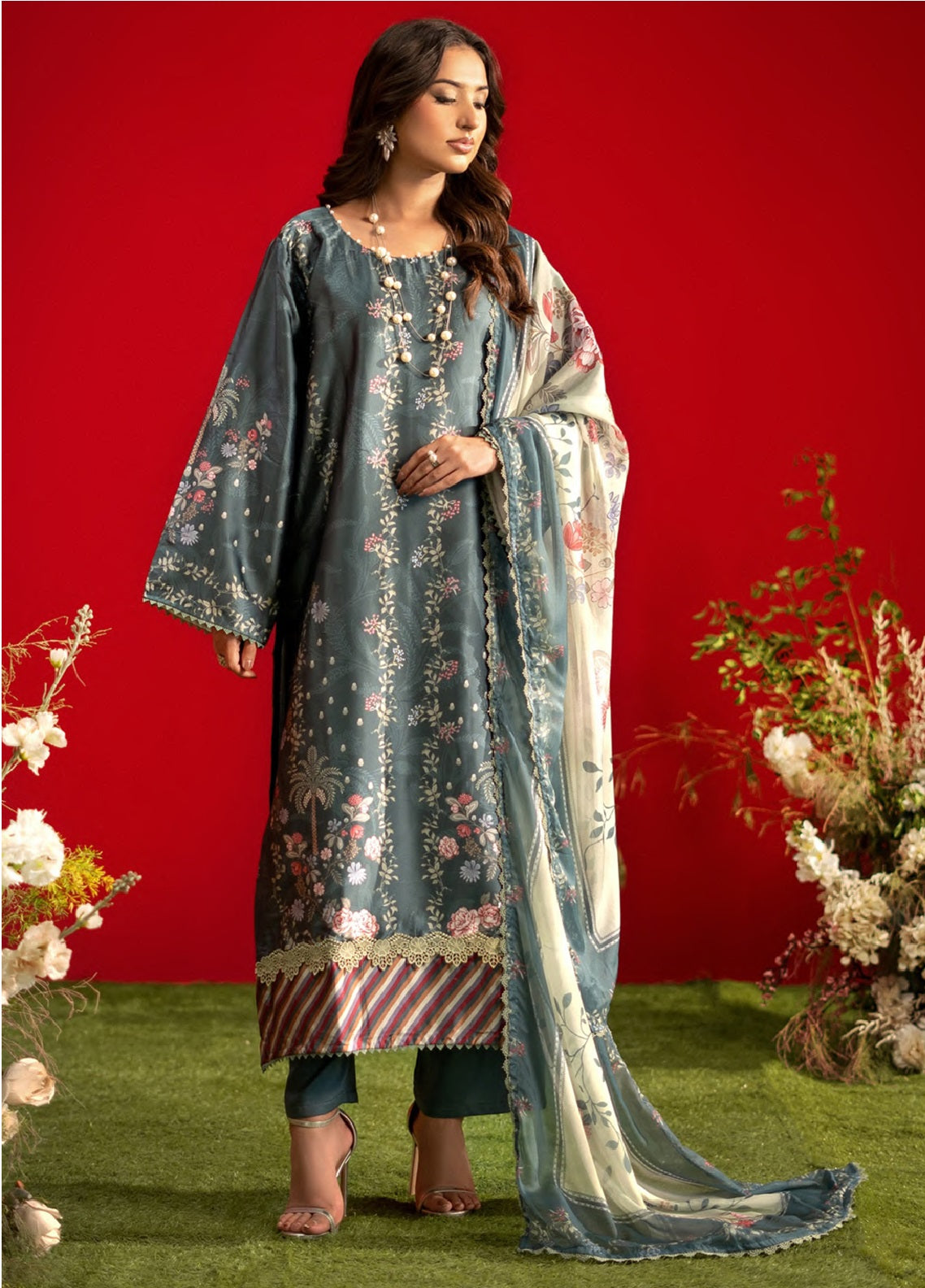 Marine By Rashid Textile Digitaly Printed Luxury Silk 3 Piece Unstitched Suit RT26MLS D-3904