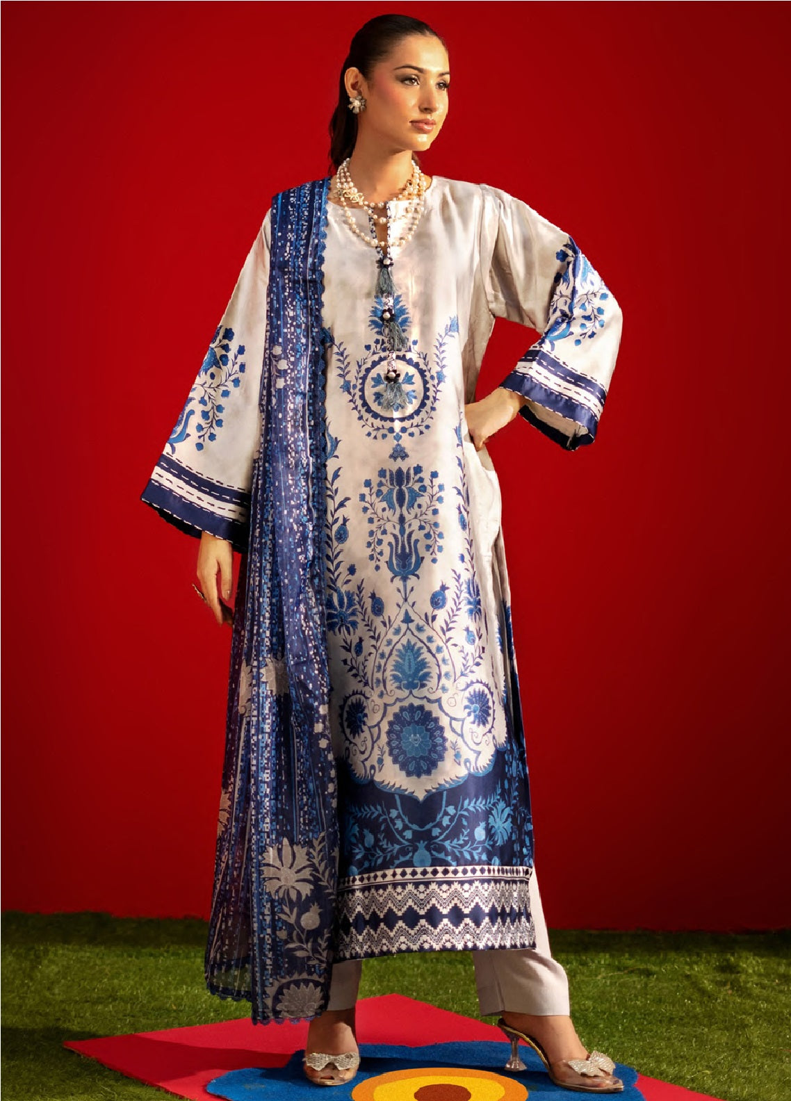 Marine By Rashid Textile Digitaly Printed Luxury Silk 3 Piece Unstitched Suit RT26MLS D-3909
