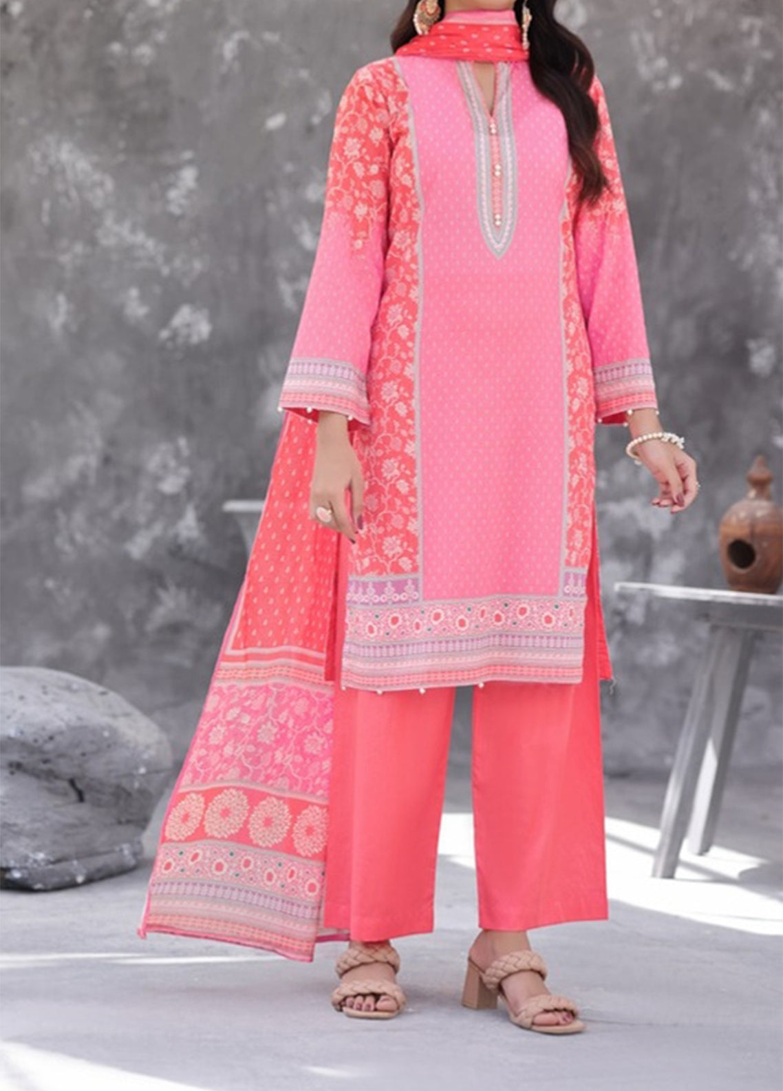 Maya By Aizal Printed Cambric 3 Piece Stitched Suit AL26MCV1 D-02