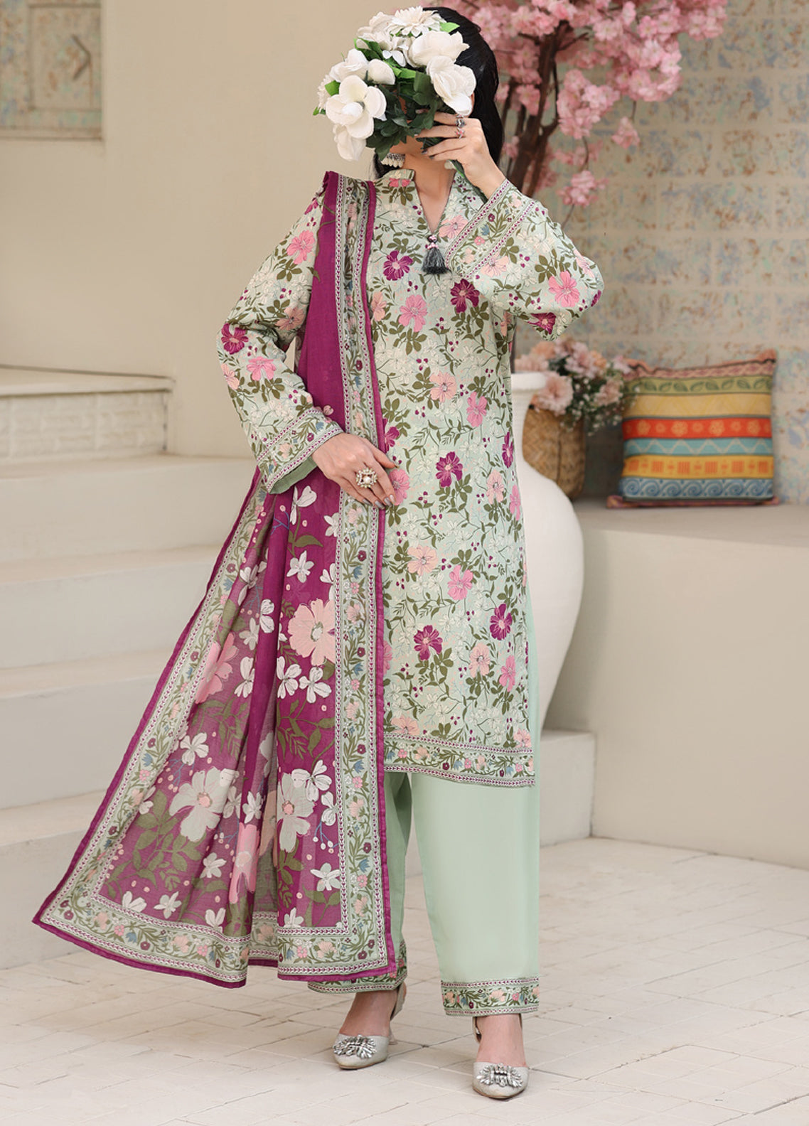 Maya By Aizal Printed Lawn 3 Piece Stitched Suit AL26MPV4 D-842