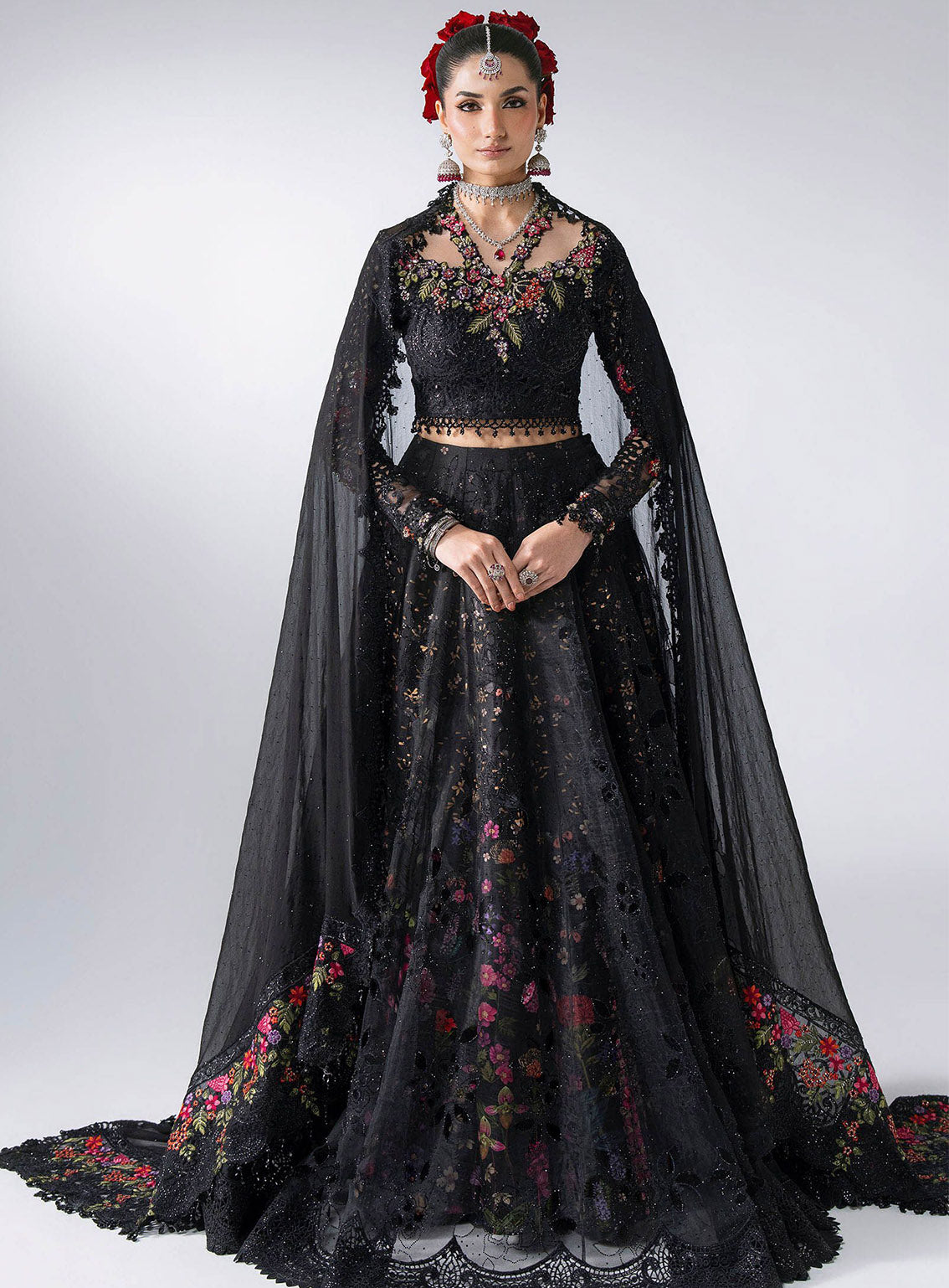 Mbroidered By Maria B Embroidered Organza 3 Piece Unstitched Suit MB26MWF D-BD-3101 OBSIDIAN GARDEN
