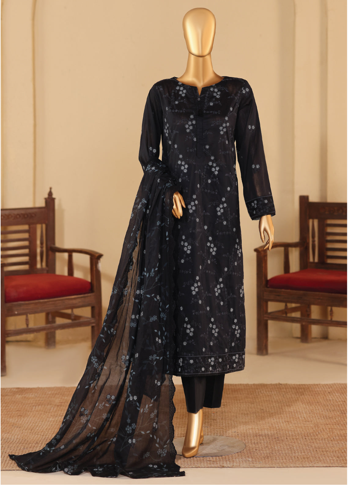 Meeras By HZ Textile Embroidered Lawn 3 Piece Unstitched Suit HZ26MPDE MPE-1080