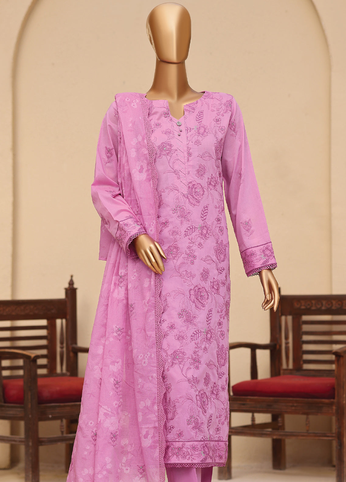 Meeras By HZ Textile Embroidered Lawn 3 Piece Unstitched Suit HZ26MPDE MPE-1081