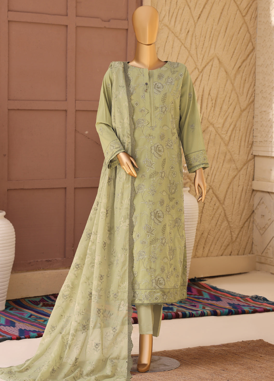 Meeras By HZ Textile Embroidered Lawn 3 Piece Unstitched Suit HZ26MPDE MPE-1083