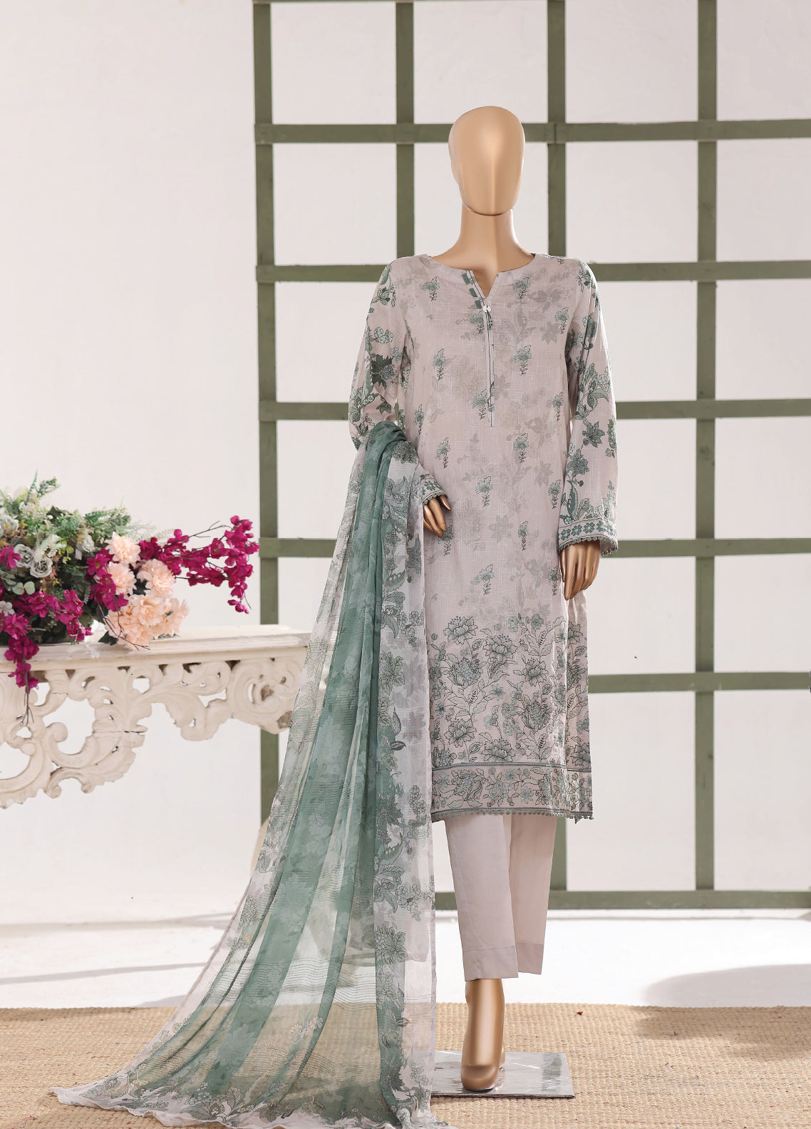 Mehak By HZ Textile Embroidered Slub Lawn 3 Piece Unstitched Suit HZ26MESLV2 D-3144