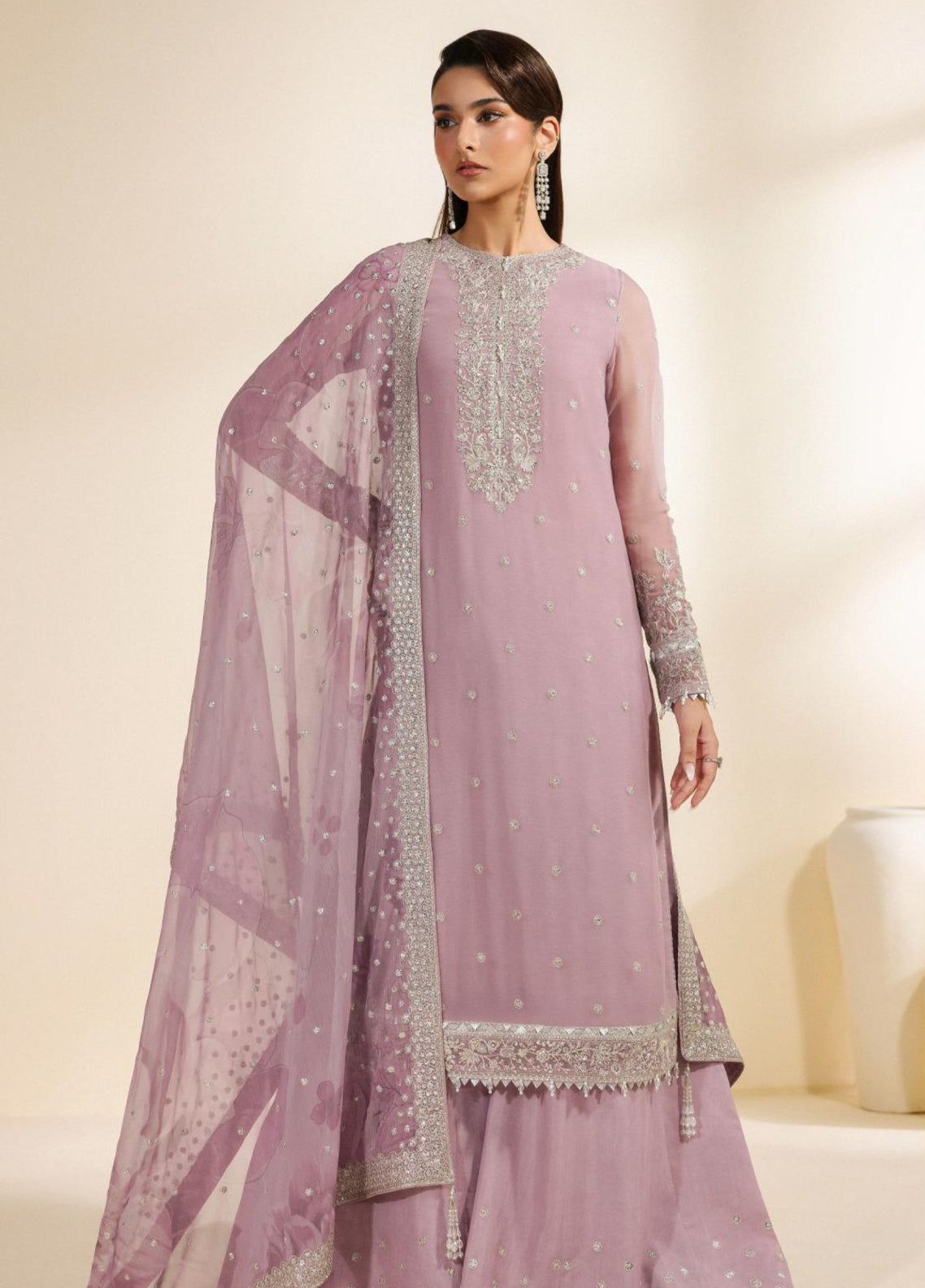 Meraki By Zarif Festive Embroidered Chiffon 3 Piece Unstitched Suit ZF26MCE D-04 NAHLA