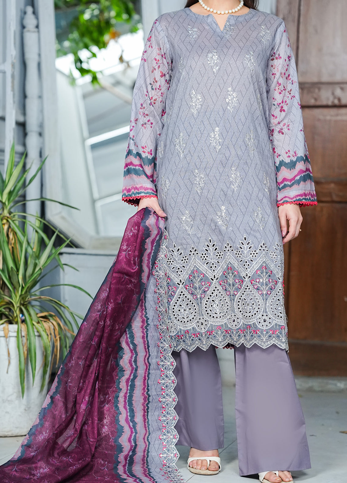Misaal By VS Textile Embroidered Lawn 3 Piece Unstitched Suit VS26MEL D-574