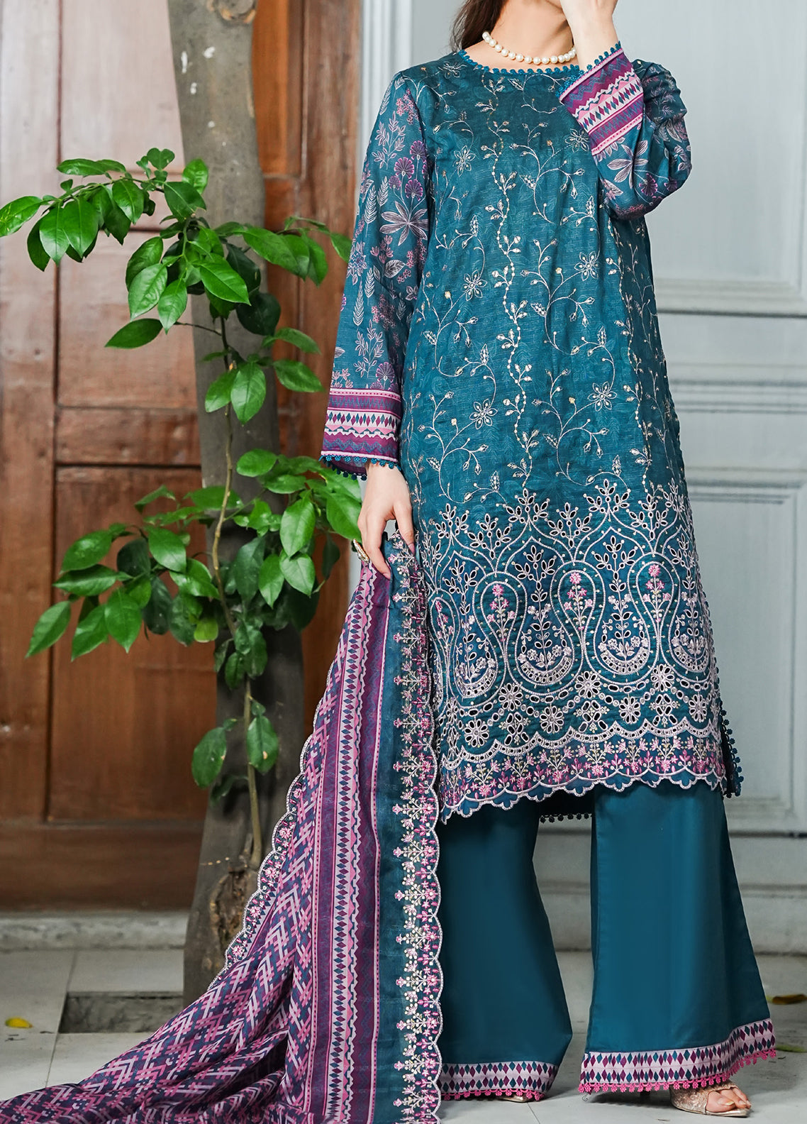 Misaal By VS Textile Embroidered Lawn 3 Piece Unstitched Suit VS26MEL D-577