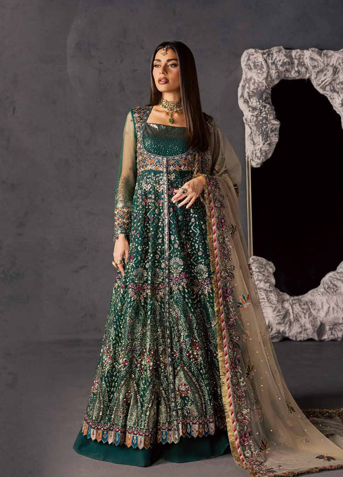 Muse By Nureh Formal Embroidered Net 3 Piece Unstitched Suit NU26MF D-NFM-01