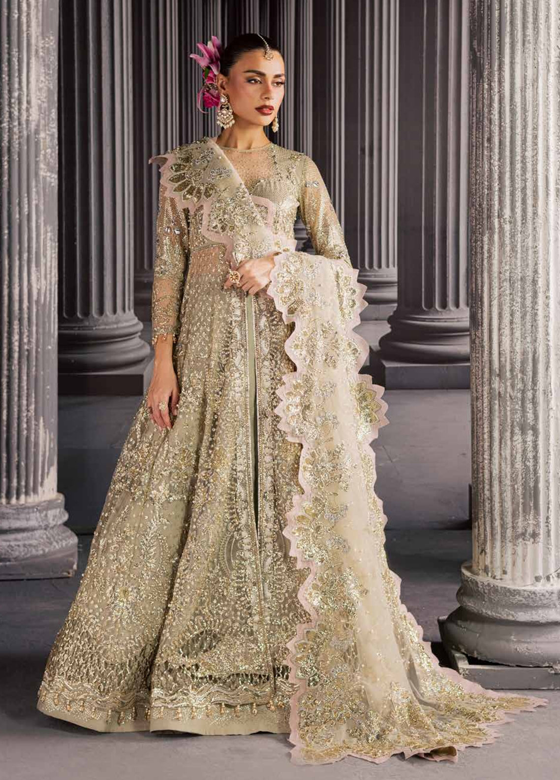 Muse By Nureh Formal Embroidered Net 3 Piece Unstitched Suit NU26MF D-NFM-03