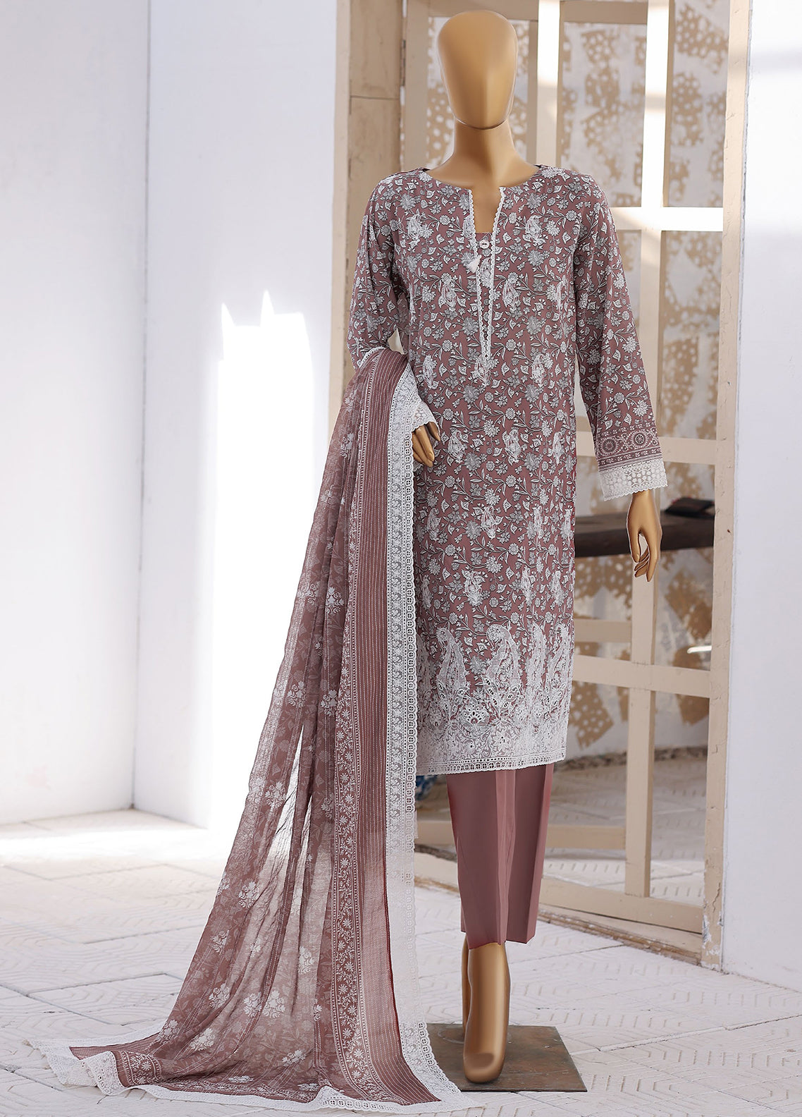 Nakshkari By HZ Textile Embroidered Lawn 3 Piece Unstitched Suit HZ26NEV3 D-NEC-1219