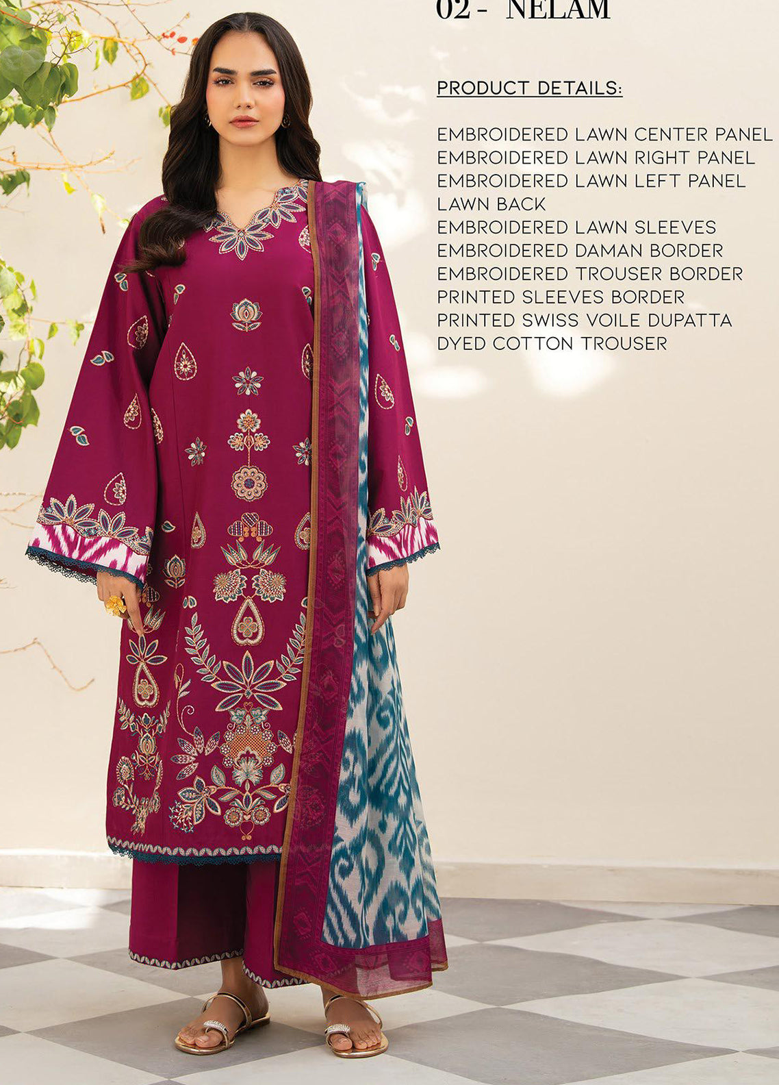 Namah By Xenia Embroidered Lawn 3 Piece Unstitched Suit XE26NS D-1252 NELAM
