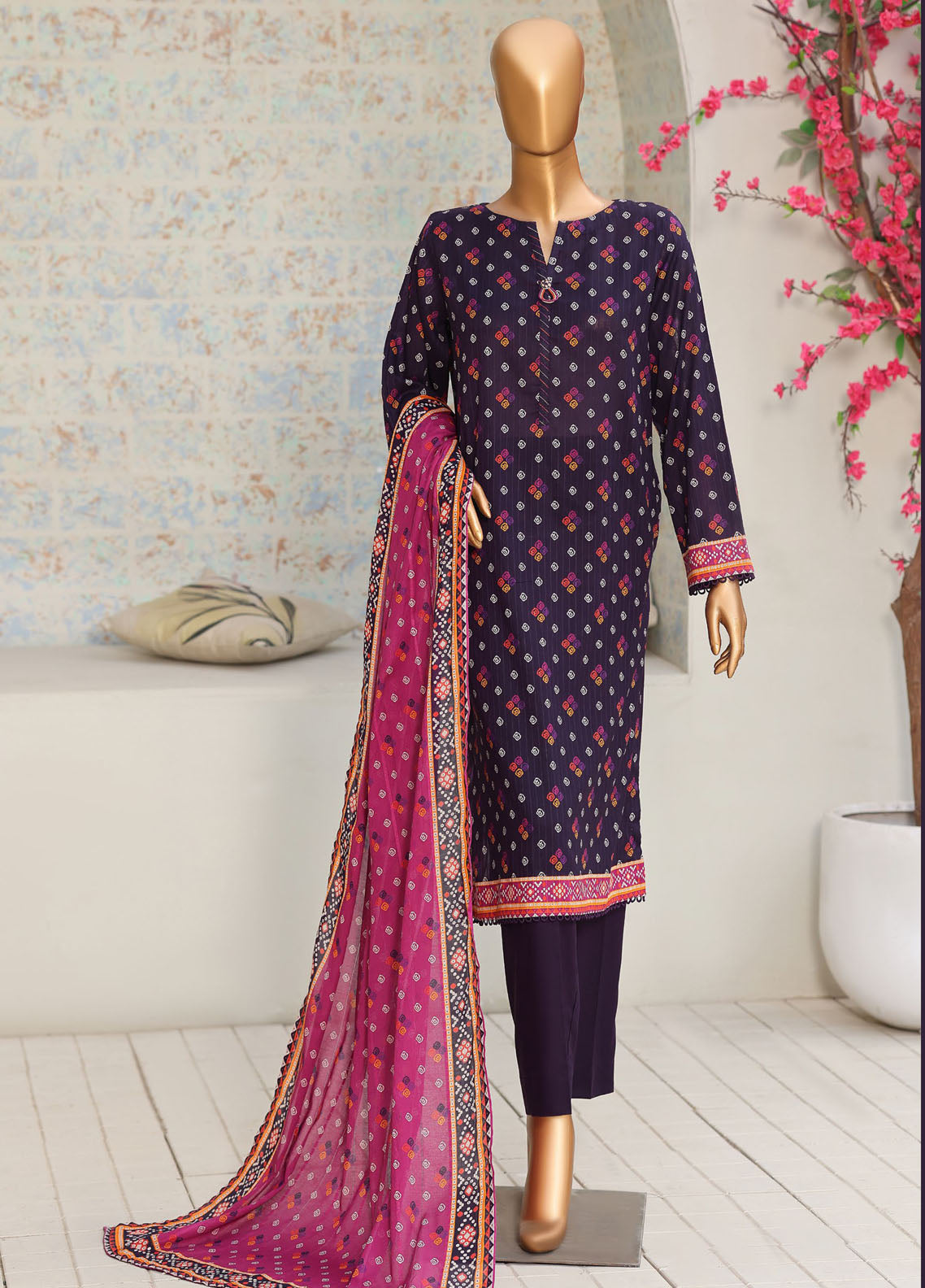 Nayab By HZ Textile Printed Lawn 3 Piece Unstitched Suit HZ26NP D-NPC-03