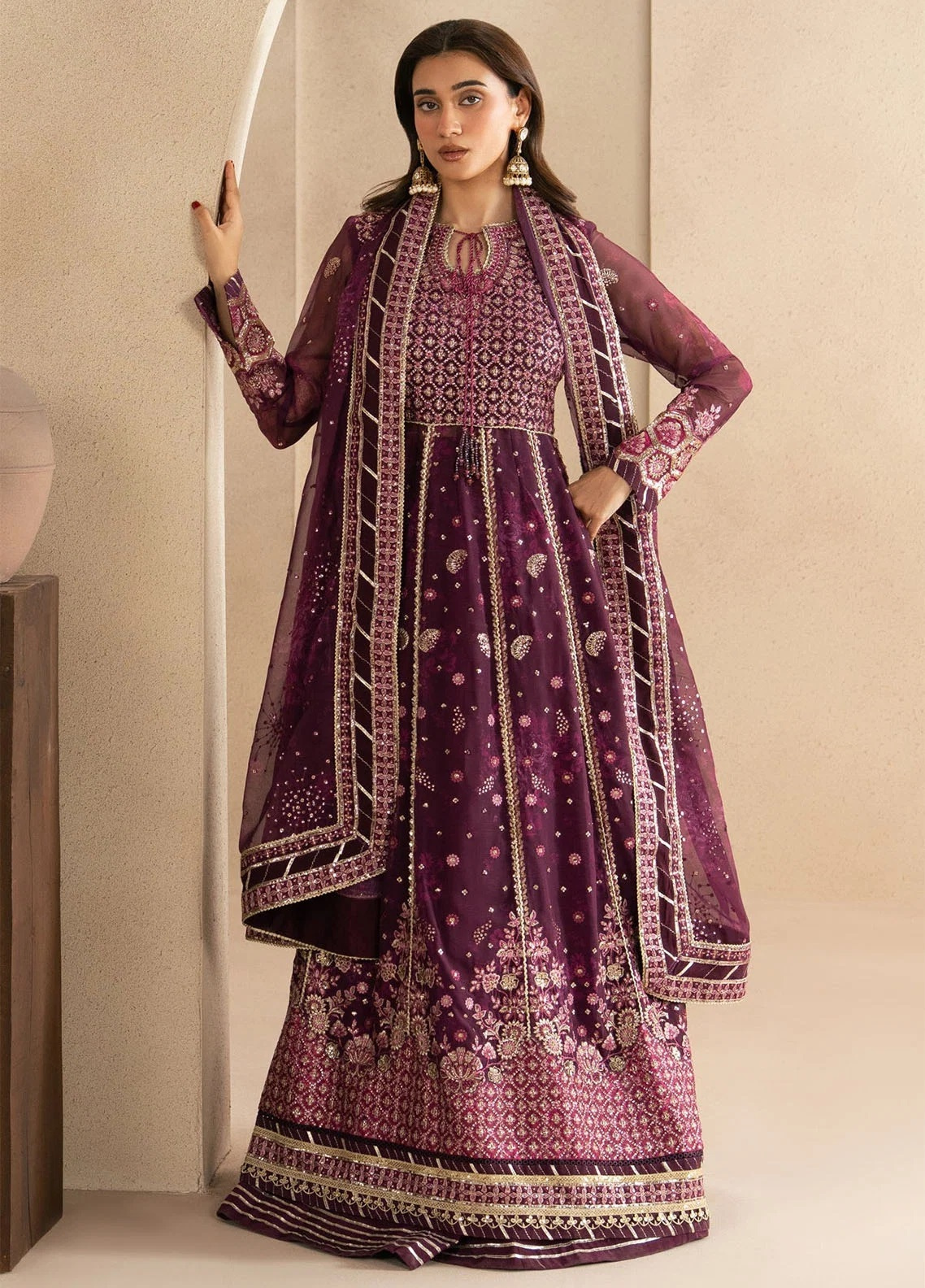Neoma By Xenia Formals Embroidered Chiffon 3 Piece Unstitched Suit XE26NUF D-01 YAWI